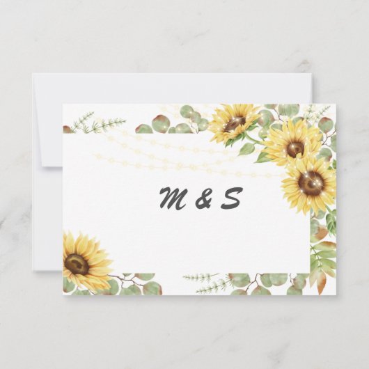 Greenery Sunflower Eucalyptus String Light Wedding Bedankkaart (Achterkant)