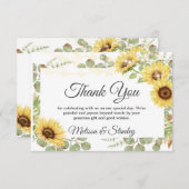 Greenery Sunflower Eucalyptus String Light Wedding Bedankkaart (Voorkant / Achterkant)