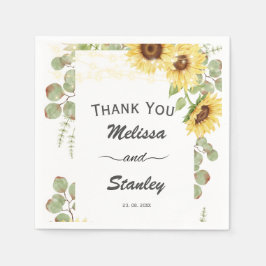 Greenery Sunflower Eucalyptus String Light Wedding Servet