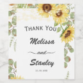 Greenery Sunflower Eucalyptus String Light Wedding Wijn Etiket (Enkel label)