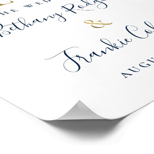 Greenery Sunflower Floral Gold Glitter Wedding Poster (Hoek)