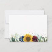 Greenery Sunflower Floral Gold Glitter Wedding RSVP Kaartje (Achterkant)