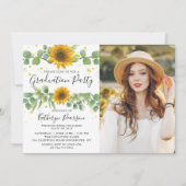 Greenery Sunflower Graduy Party 2 Foto Kaart (Voorkant)