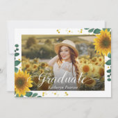 Greenery Sunflower Graduy Party 2 Foto Kaart (Achterkant)