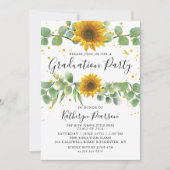 Greenery Sunflower Graduy Party Invitation Kaart (Voorkant)