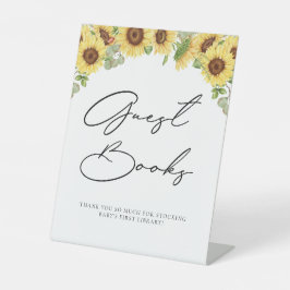 Greenery Sunflower Guest Books Baby shower Reclamebord Met Voetstuk