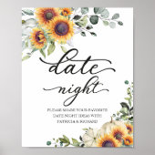 Greenery Sunflower Herfst Date Night Jar Sign Poster (Voorkant)