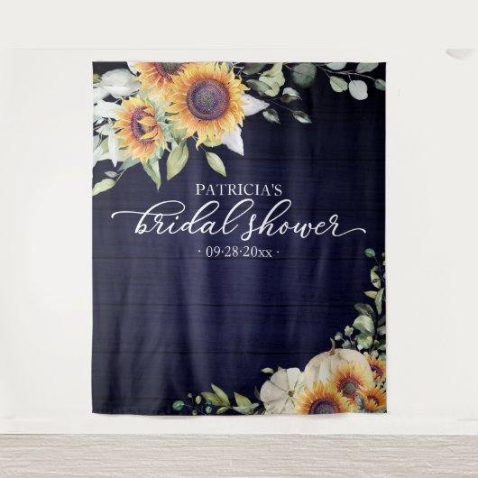 Greenery Sunflower Herfst Vrijgezellenfeest Backdr Wandkleed (Voorkant)