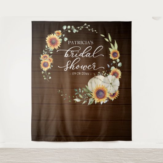 Greenery Sunflower Herfst Vrijgezellenfeest Backdr Wandkleed (Voorkant)