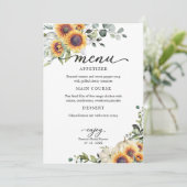 Greenery Sunflower Herfst Vrijgezellenfeest Menu Kaart (Staand voorkant)