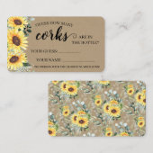 Greenery Sunflower Hoeveel corks Shower game card Plaatskaartje (Voorkant / Achterkant)