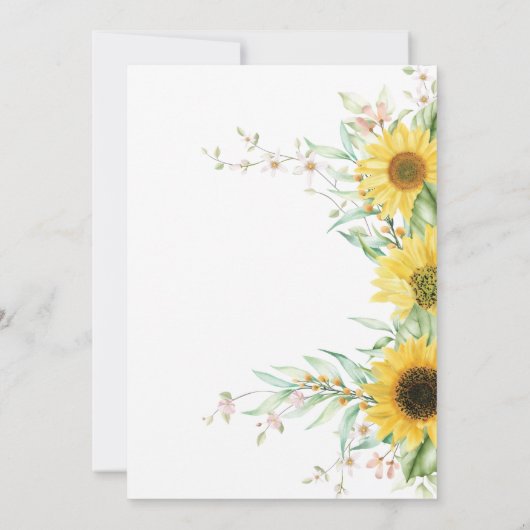 Greenery Sunflower Honeymoon Shower Uitnodiging (Achterkant)