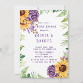 Greenery Sunflower Paarse Floral Wedding Shower Kaart (Voorkant)