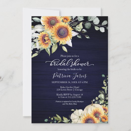 Greenery Sunflower Pumpkin Herfst Vrijgezellenfees Kaart (Voorkant)