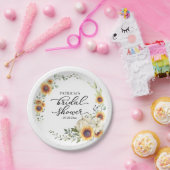 Greenery Sunflower Pumpkin Herfst Vrijgezellenfees Papieren Bordje (Feest)