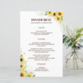 Greenery Sunflower Wedding Dinner Menu (Staand voorkant)