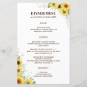 Greenery Sunflower Wedding Dinner Menu (Voorkant)