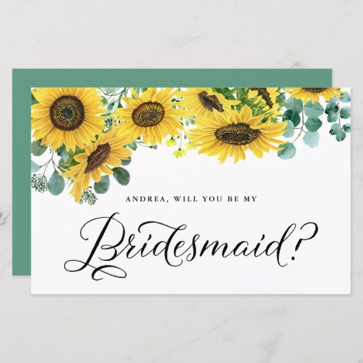 Greenery Sunflower zal je zijn mijn Bridesmaïde Ka (Voorkant / Achterkant)