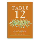 Greenery Swag op Ochre Wedding Kaart (Achterkant)