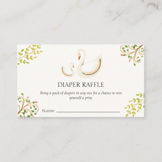  Greenery Swan Luier Raffle Baby shower Informatiekaartje (Voorkant)