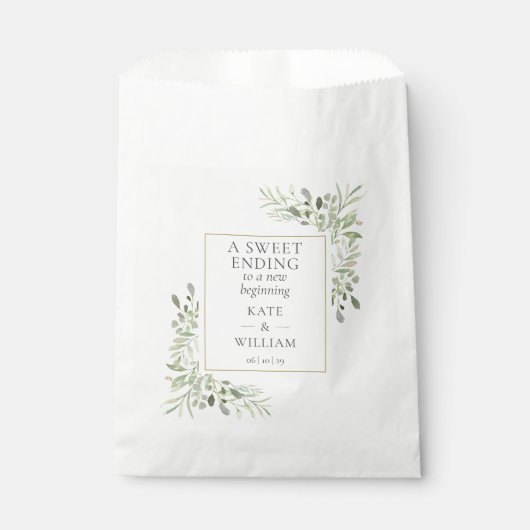 Greenery Sweet Einding New Beginning Wedding Bedankzakje (Voorkant)