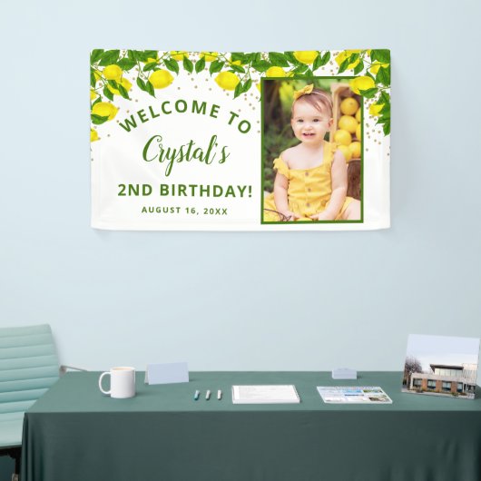 Greenery Sweet Lemon Birthday Welkom Foto Spandoek (Beurs)