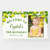 Greenery Sweet Lemon Birthday Welkom Foto Spandoek (Horizontaal)