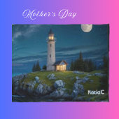 Greenery Sweet Serene Night Lighthouse Maan Fleece Deken