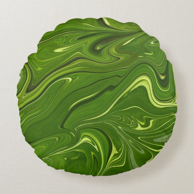 Greenery Swirls Rond Kussen (Voorkant)