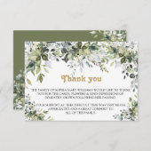 Greenery Sympathie Funeral Dankuwel Bedankkaart (Voorkant / Achterkant)