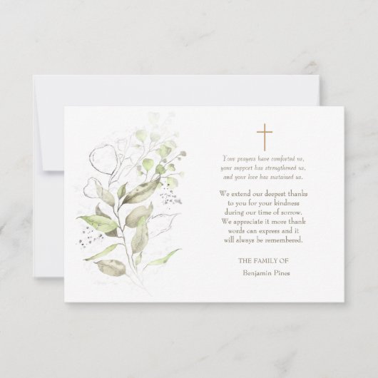 Greenery Sympathy Thank You Card Bedankkaart (Voorkant)