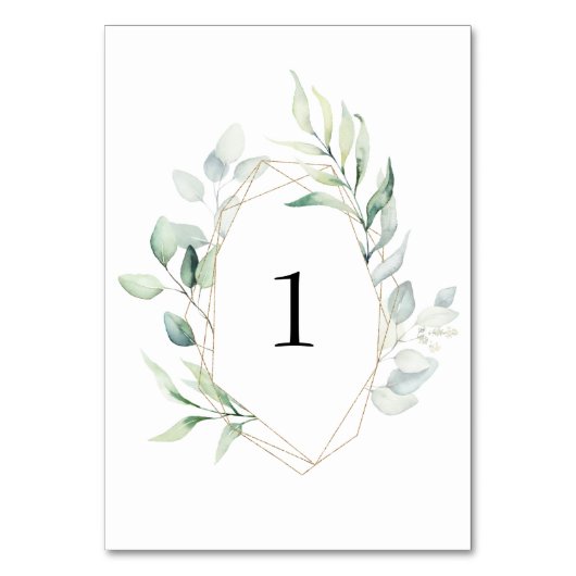 Greenery Table Number 1 Weddings Kaart (Achterkant)
