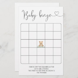 Greenery Teddy Bear Baby shower Bingogame