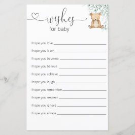 Greenery Teddy Bear Baby shower Wensen voor Baby