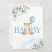 Greenery Teddy Bear-ballonBaby shower Kaart (Achterkant)