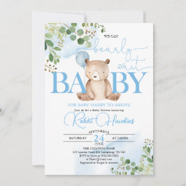 Greenery Teddy Bear-ballonBaby shower Kaart