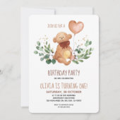 Greenery Teddy Bear Barly Wacht op Baby verjaardag Kaart (Voorkant)