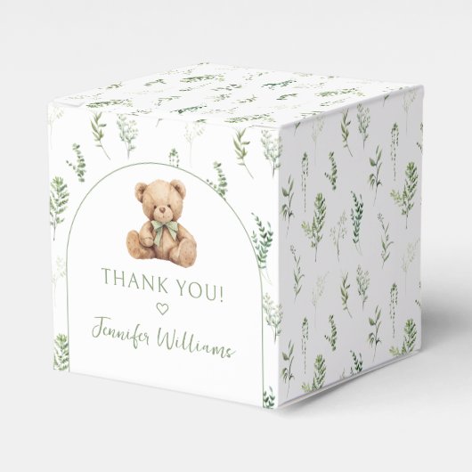 Greenery Teddy Bear Bow Baby shower Gift Favoriet Bedankdoosjes (Voorkant Zijde)
