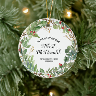 Greenery ter nagedachtenis van pap kerstversiering keramisch ornament