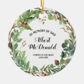 Greenery ter nagedachtenis van pap kerstversiering keramisch ornament (Voorkant)