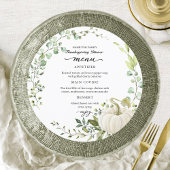 Greenery Thanksgiving Dinner Circle Menu Card Kaart