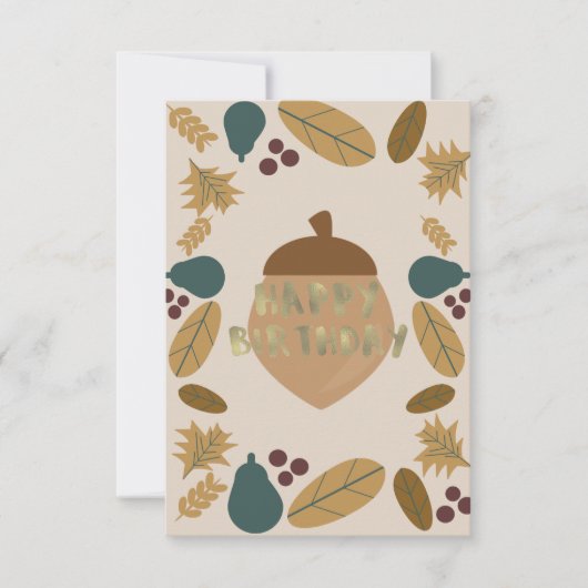 Greenery Thanksgiving Herfst Birthday Gold Foil Kaart (Voorkant)