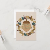 Greenery Thanksgiving Herfst Birthday Gold Wreath Kaart (Voorkant / Achterkant in situ)