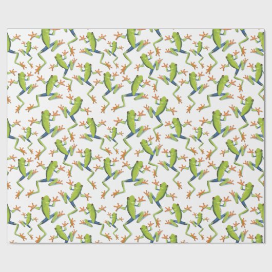 Greenery Tree-Frog Patroonontwerp Cadeaupapier (Vlak)