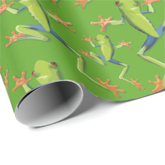 Greenery Tree-Frog Patroonontwerp Cadeaupapier (Rol Hoek)