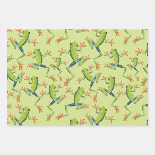 Greenery Tree-Frog Patroonontwerp Inpakpapier Vel (Voorkant)