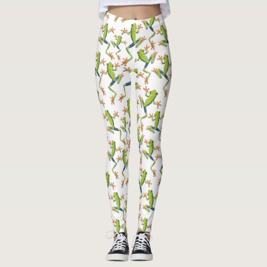 Greenery Tree-Frog Patroonontwerp Leggings (Voorkant)