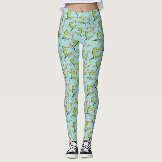 Greenery Tree-Frog Patroonontwerp Leggings (Voorkant)