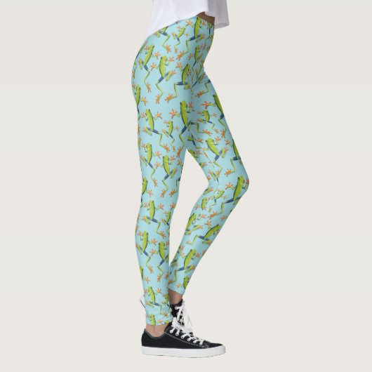 Greenery Tree-Frog Patroonontwerp Leggings (Rechts)