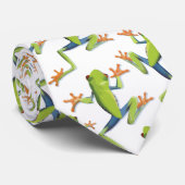 Greenery Tree-Frog Patroonontwerp Stropdas (Opgerold)